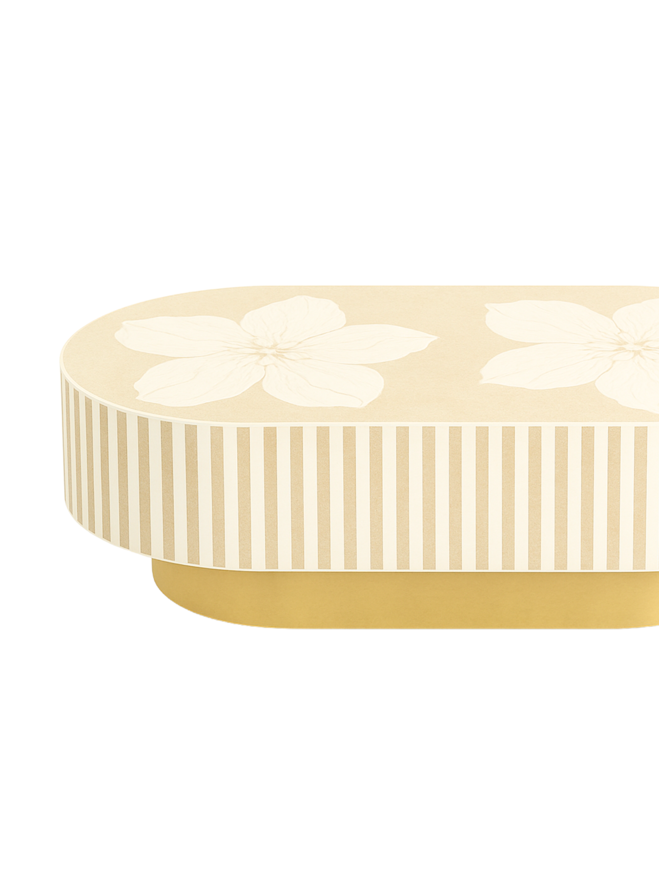 Inlay Jordan Oval Shape Coffee Table - Hibiscus