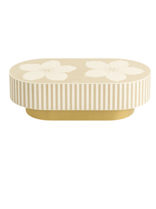 Inlay Jordan Oval Shape Coffee Table - Hibiscus