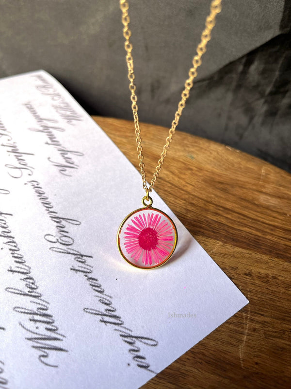 Dark pink aster locket