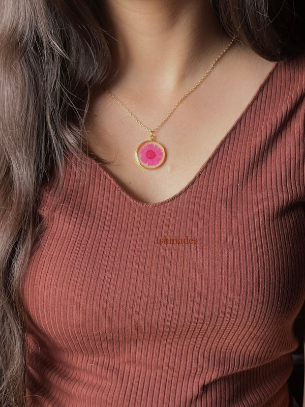Dark pink aster locket