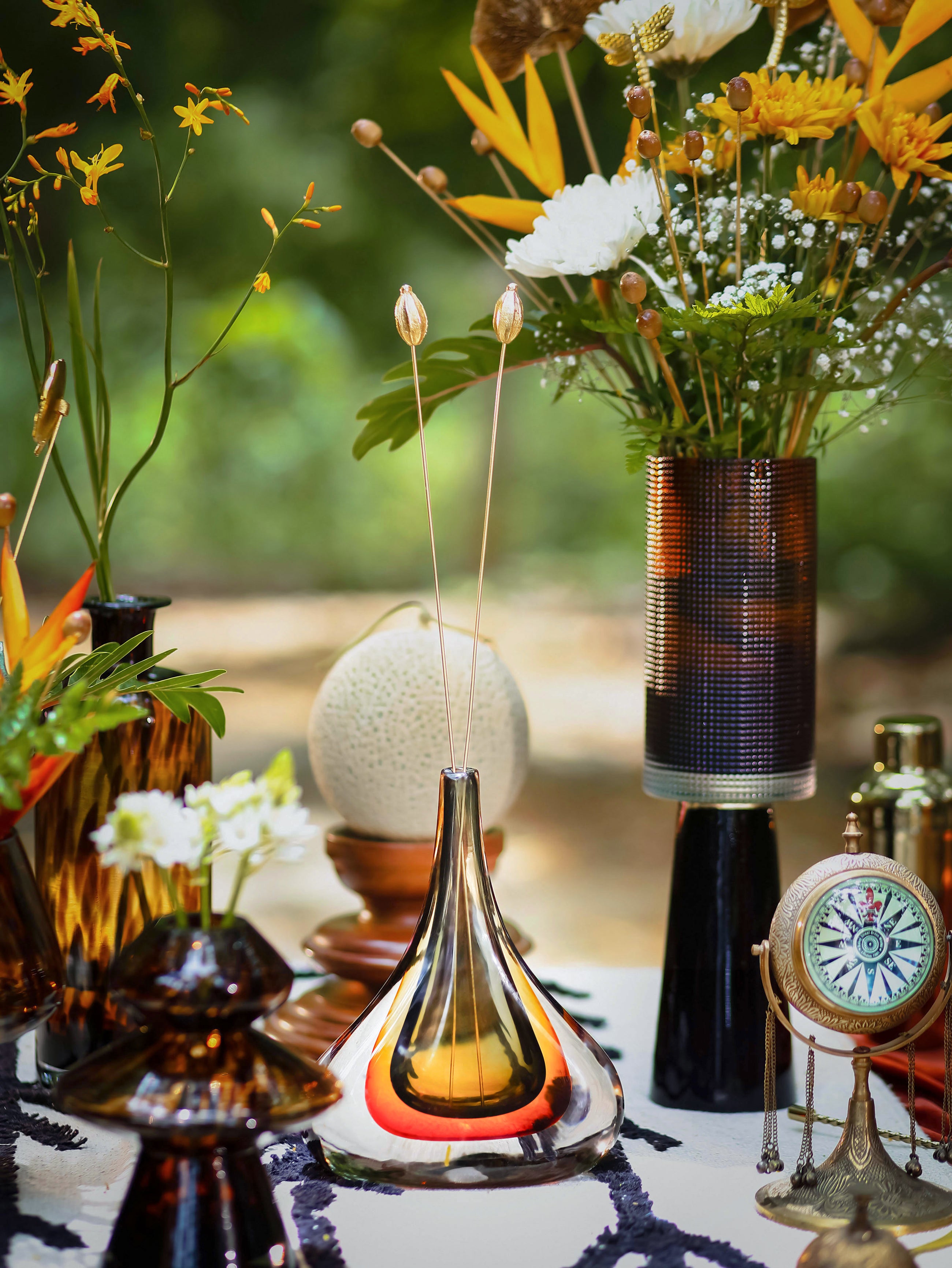 Amber Aura Glass Vase