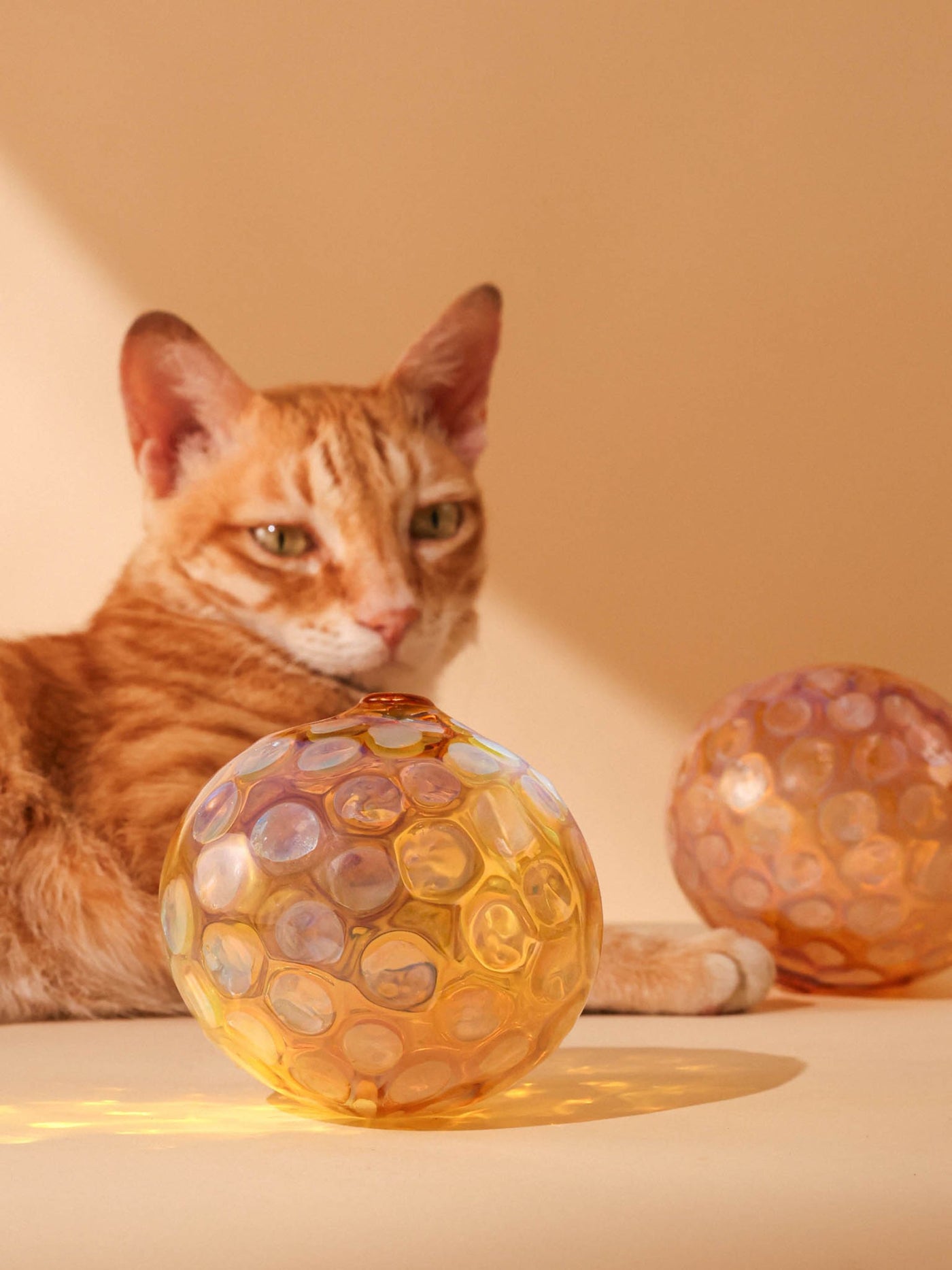 Art Glass Hand Blown - Sphere in Yellow