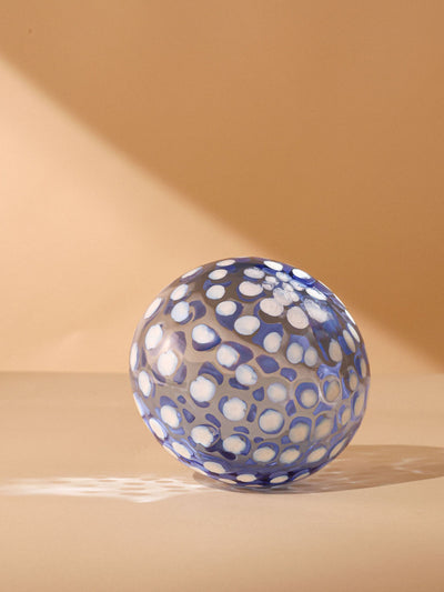 Art Glass Hand Blown Sphere - Sky n Polka