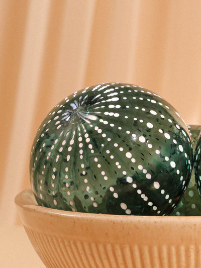 Art Glass Hand Blown Sphere-Teal Aria