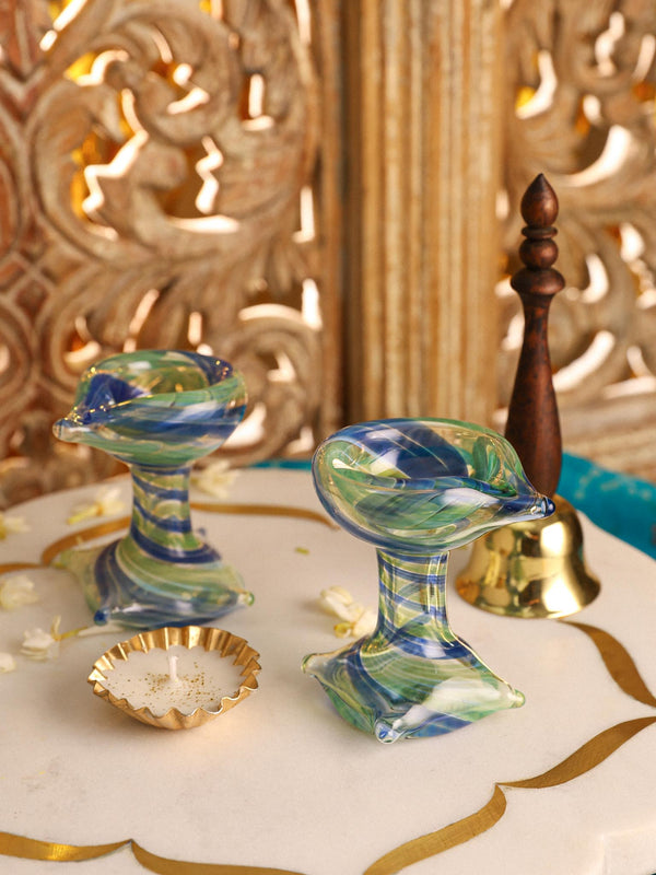 Art Glass Puja Diya- Artham Deep