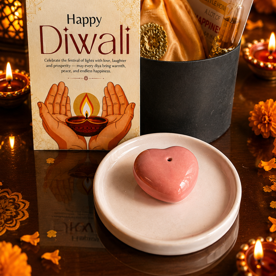Midnight Heart Agarbatti Gift Box | Diwali Gift Hamper with Shubh Labh & Mata Laxmi Charan - https://artecasa.in/