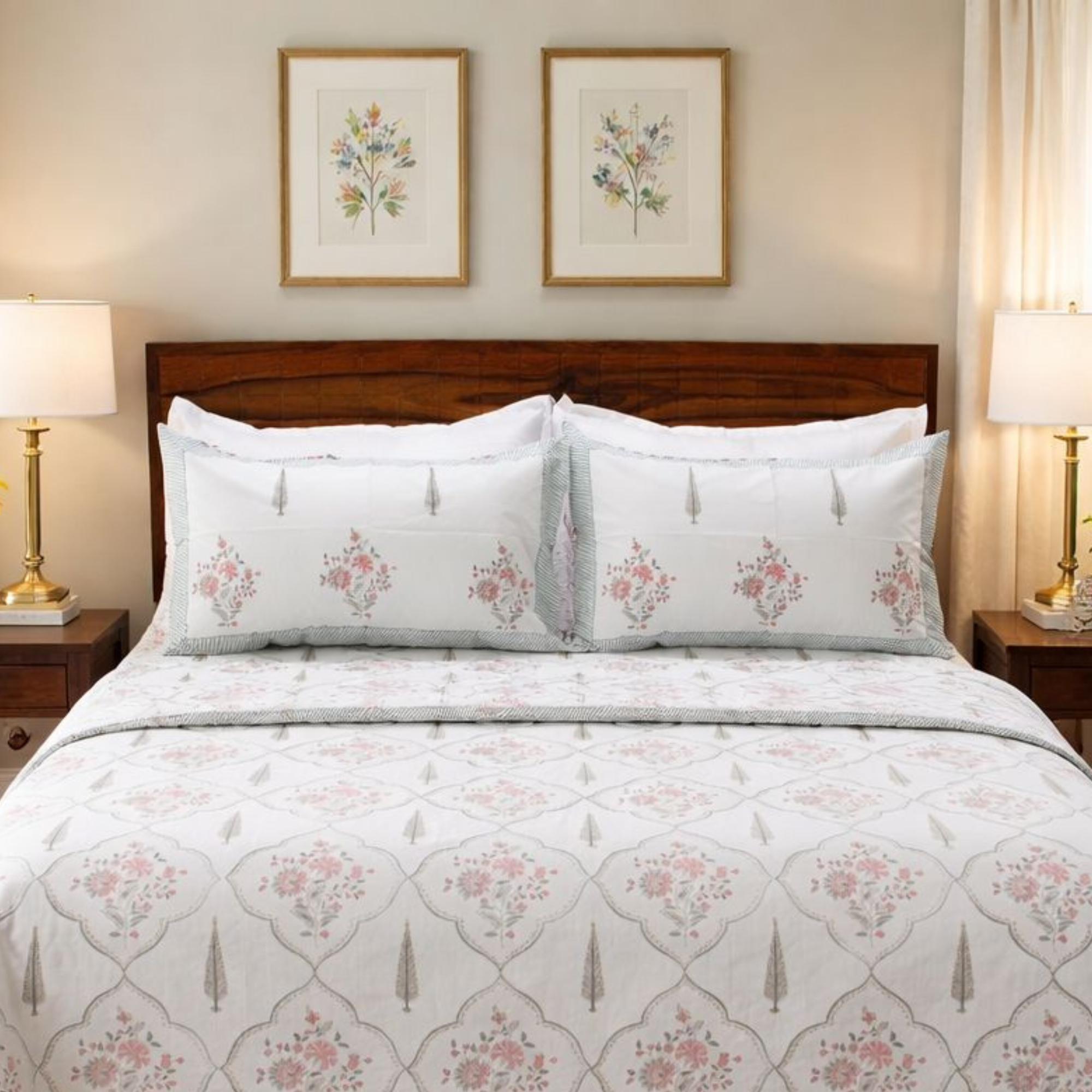 Colors Of The Garden Handblock Bedsheet