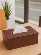 Leather Tissue Box-Tan Brown