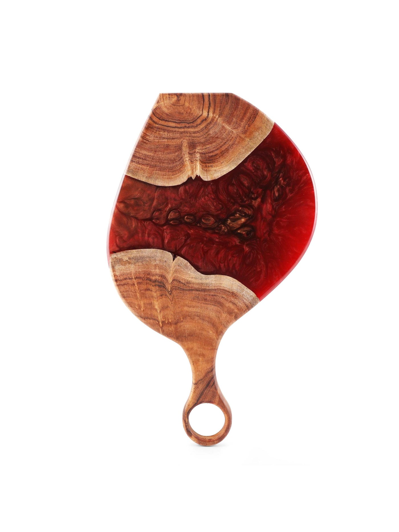 Cheese Board Platter – Acacia Wood with Pearl Red Resin Finish