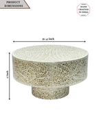 Mother of Pearl Round White Coffee Table- Cleo