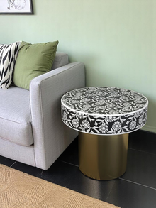 Inlay Round Side Table- Sunflower