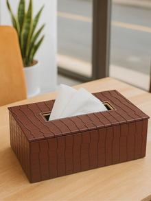 Leather Tissue Box-Tan Brown