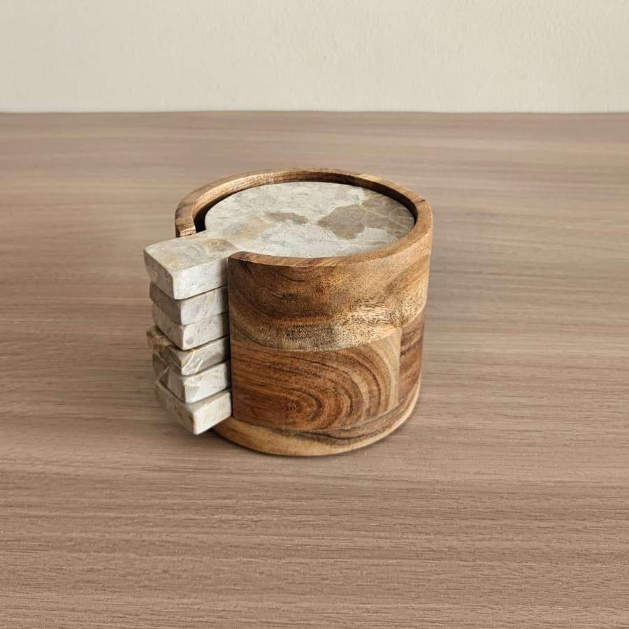 Greenley coasters with wooden stand