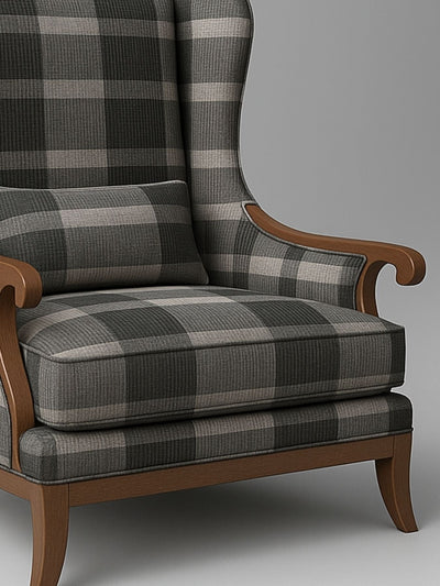 Elegant Wingback Accent Chair in Premium Velvet Fabric with Cushion