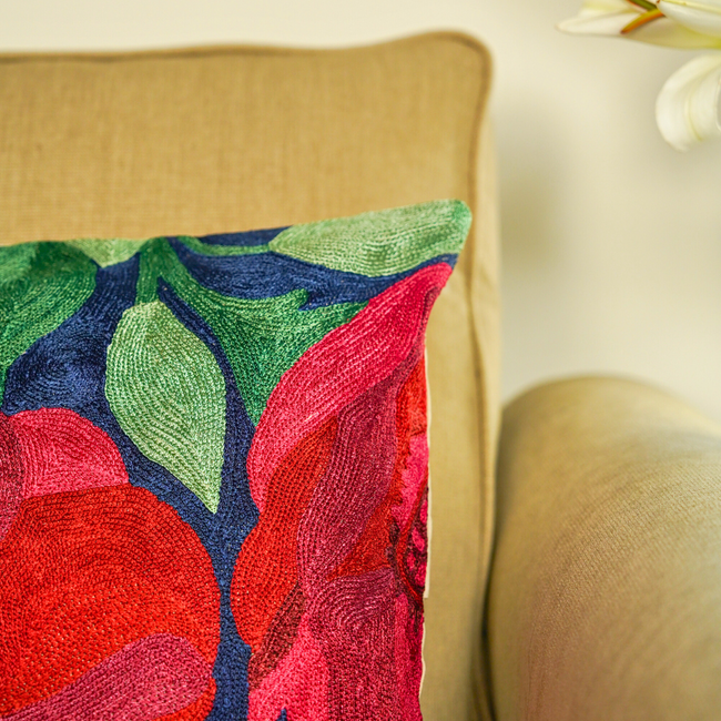 Midnight Blue Floral Cushion Cover