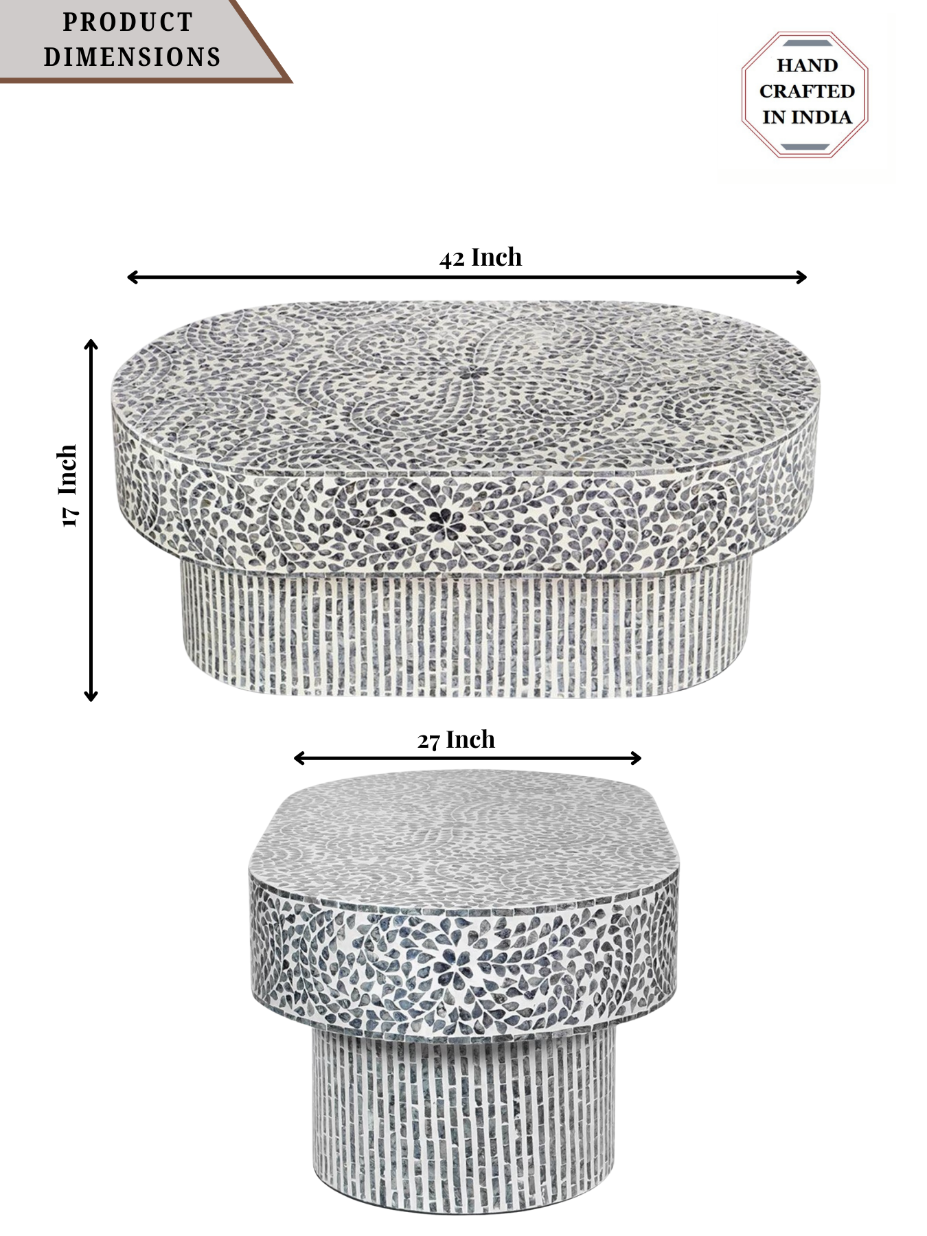 Inlay Oval Shape Coffee Table - Sunstrike