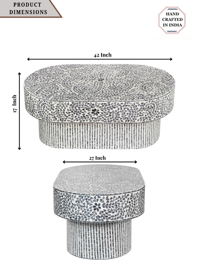 Inlay Oval Shape Coffee Table - Sunstrike