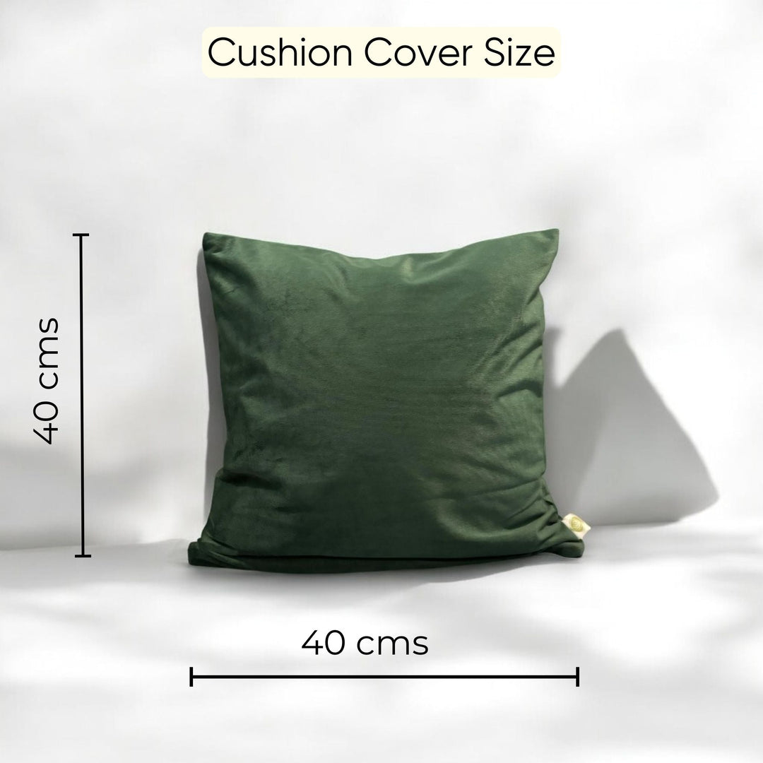 Green Velvet Cushion Cover | Emerald Enclave | Solid - Set of 2