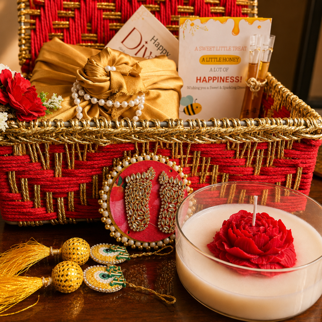 Crimson Bloom Festive Gift Basket – Premium Diwali Gift Hamper - https://artecasa.in/