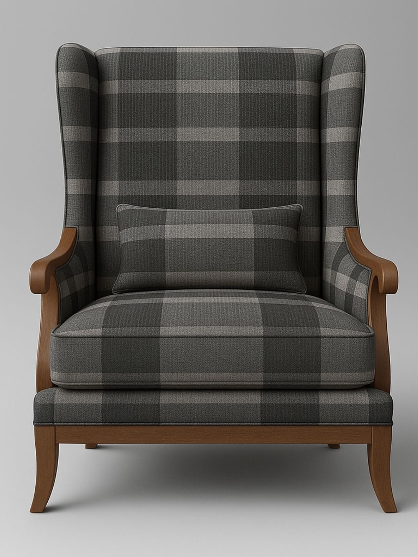 Elegant Wingback Accent Chair in Premium Velvet Fabric with Cushion