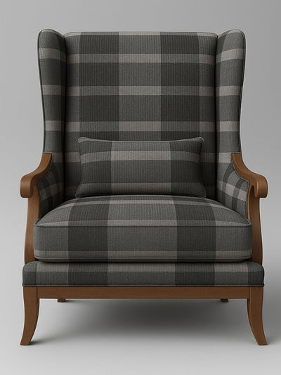 Elegant Wingback Accent Chair in Premium Velvet Fabric with Cushion