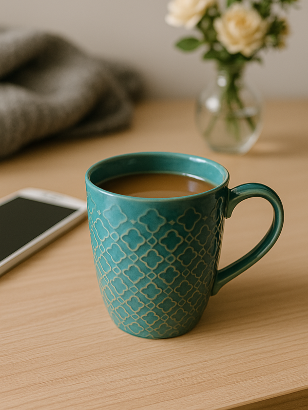Green Ceramic Coffee Mug – 350ML  Set Of 2