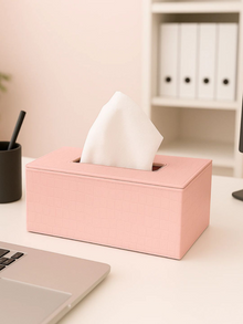 Leather Tissue Box-Pink