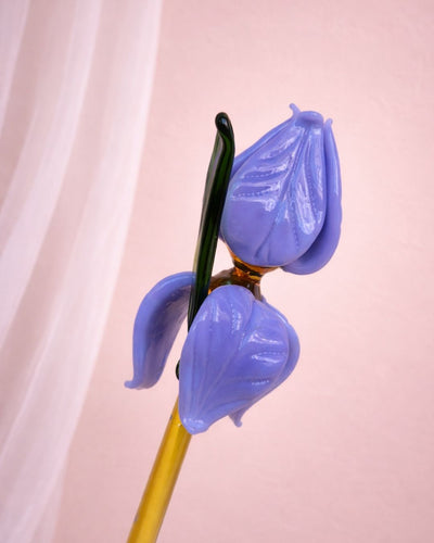 Quiet Azure Bloom - Glass Rose (10")