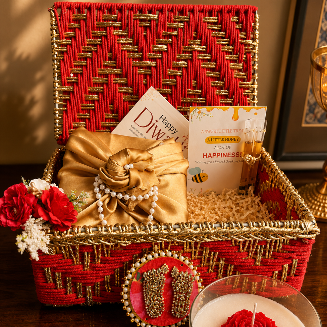 Crimson Bloom Festive Gift Basket – Premium Diwali Gift Hamper - https://artecasa.in/