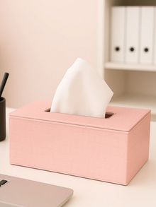 Leather Tissue Box-Pink