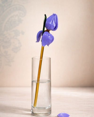 Quiet Azure Bloom - Glass Rose (10")