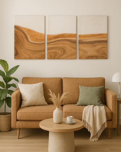 Elegant Acacia Wood Wall Panel with Transparent Resin Accent (40 cm x 40 cm)