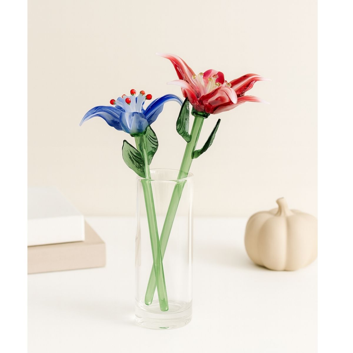 Aqua Bloom Lily – Hand-Blown Glass Flower