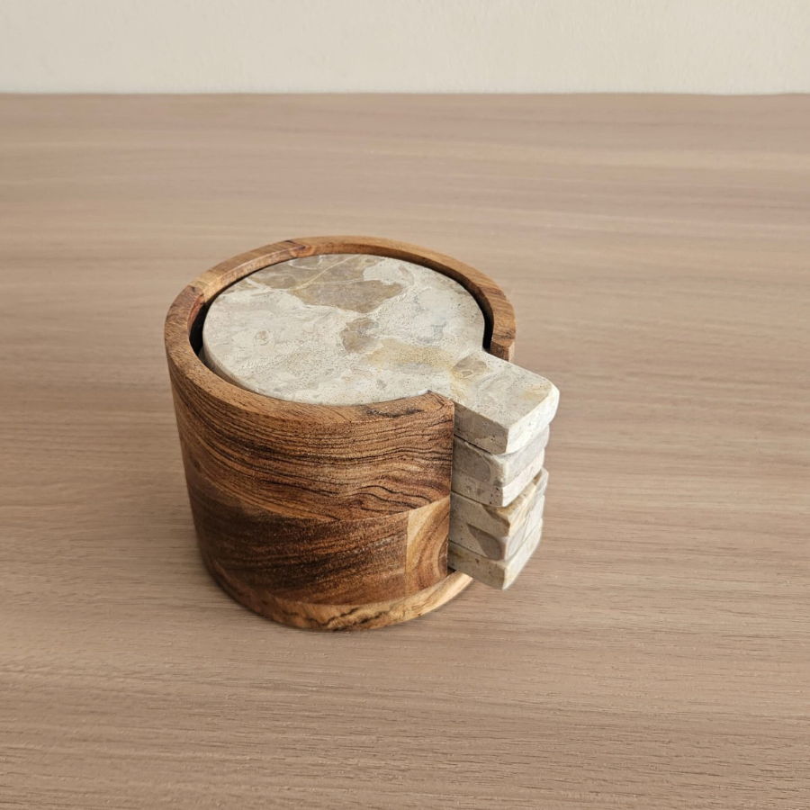 Greenley coasters with wooden stand