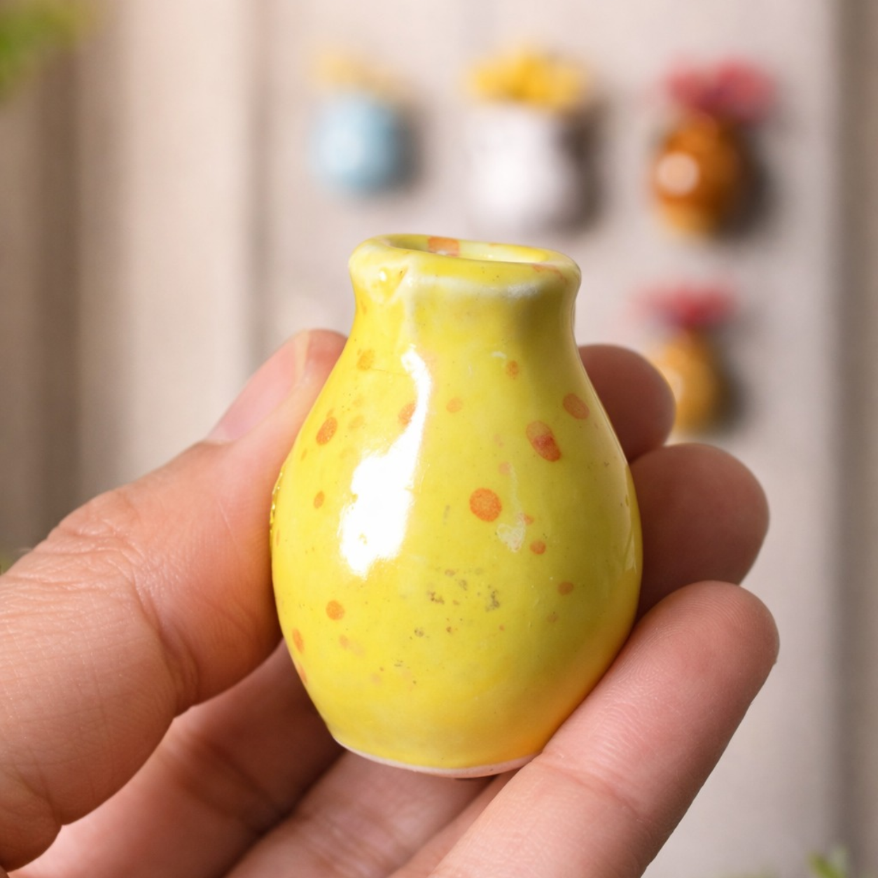 Garden Whispers Fridge Magnet Set of 6 | Mini Ceramic Flower Vase Magnets