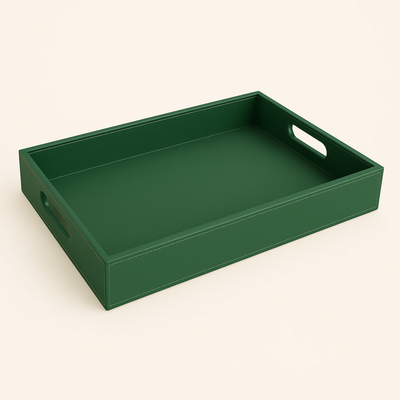 Pu Leather Foldable Tray with Metal Stand-Green