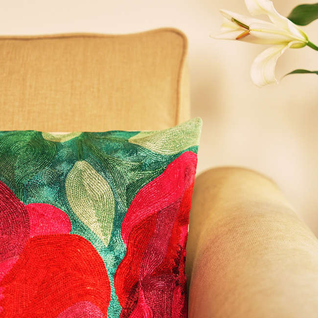 Jewel Green Floral Cushion Cover