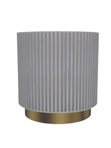Inlay Drum Side Table with Base - Waterfall