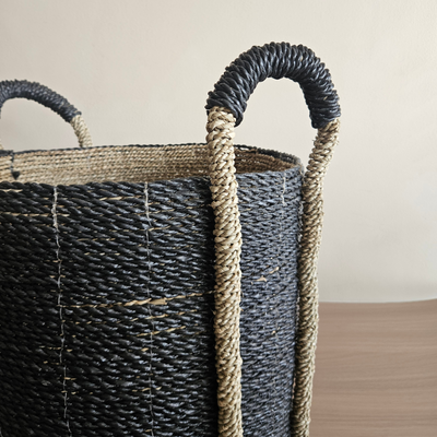 GALWAY SEAGRASS BASKET BLACK NATURAL
