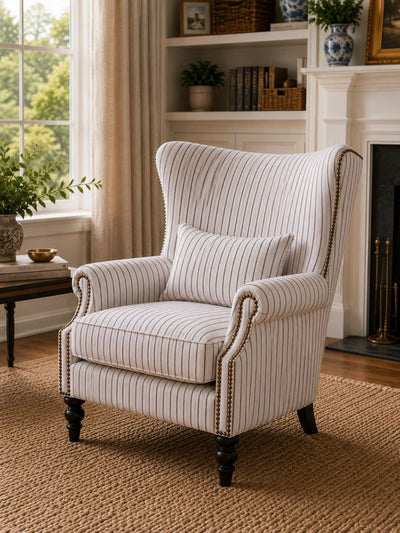 Evienne Heritage Stripe Wing Chair