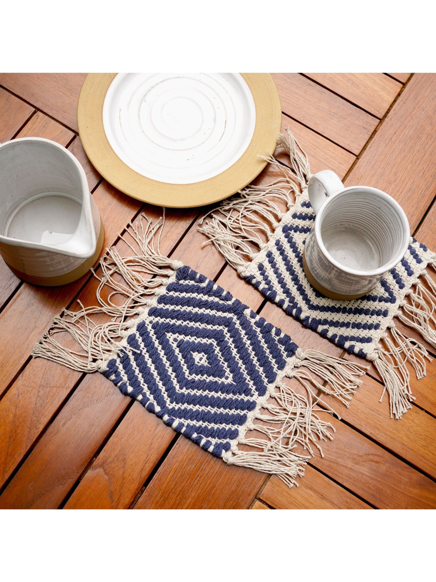 Handwoven Reversible Mug Rugs Set of 2