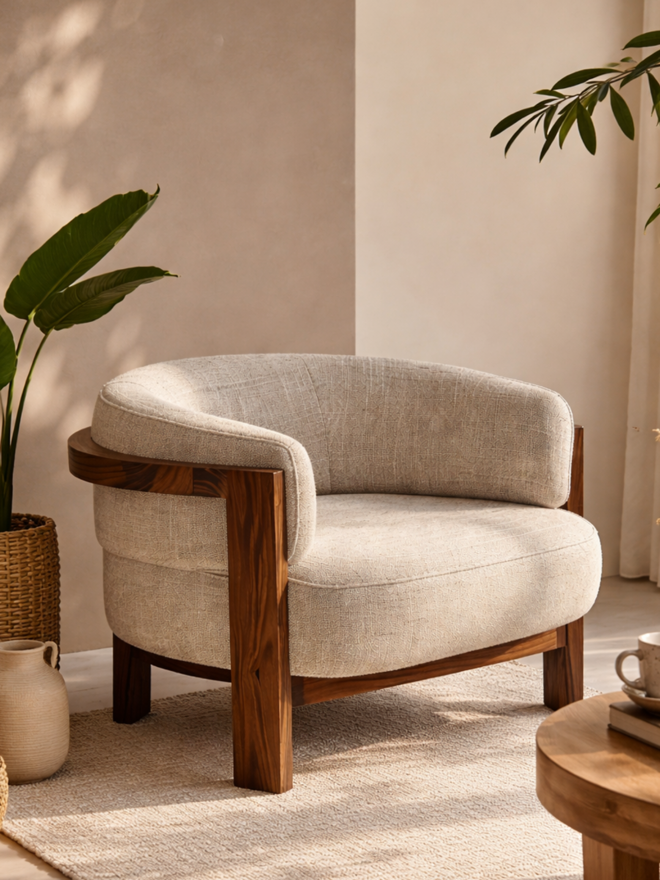 Elra Solid Teak Wood Accent Chair