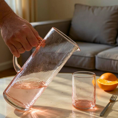 Impressioned Blush Glass Set of 6