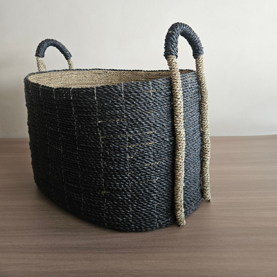 GALWAY SEAGRASS BASKET BLACK NATURAL
