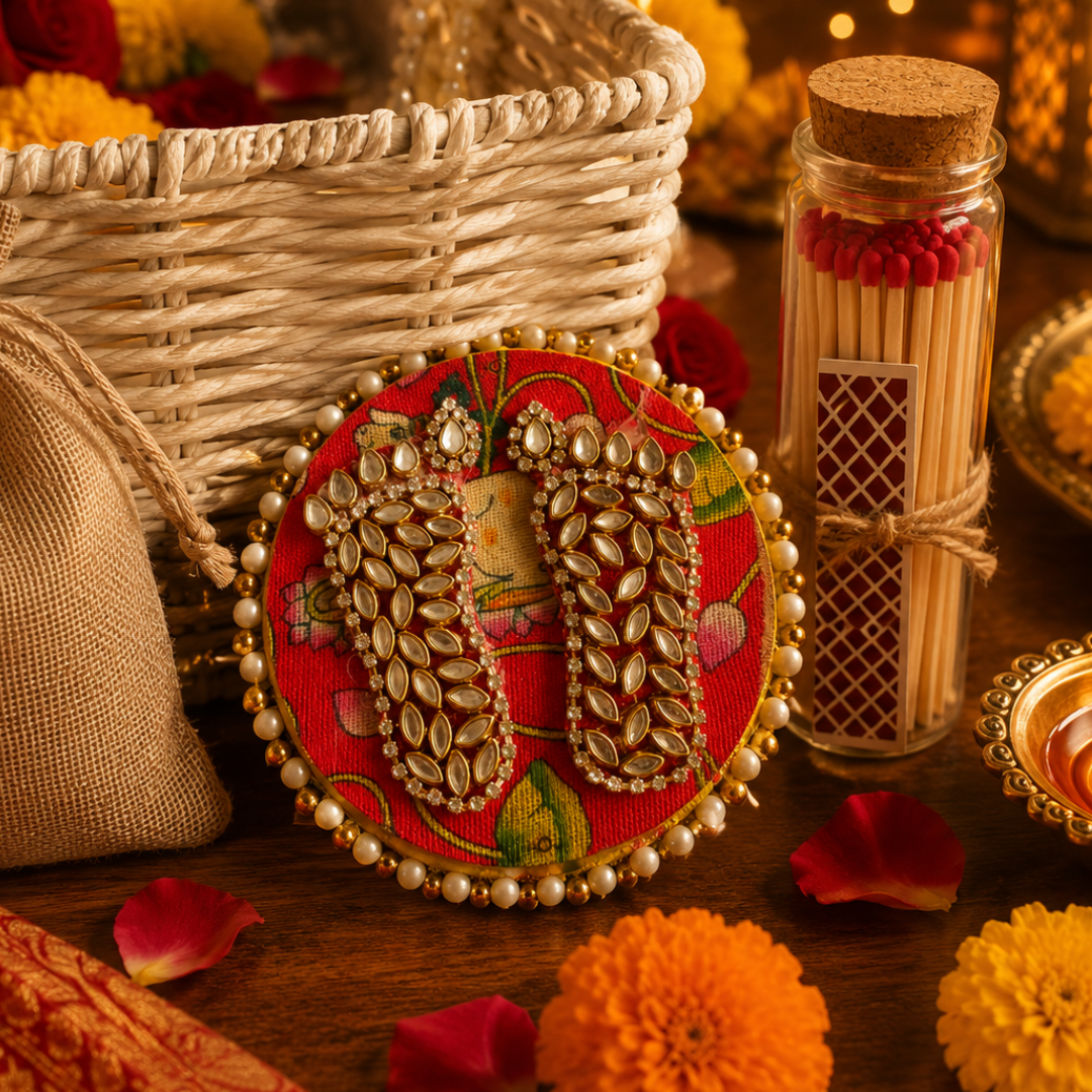 Ivory Nazar White Jute Gift Basket – Evil Eye Diwali Gift Hamper - https://artecasa.in/