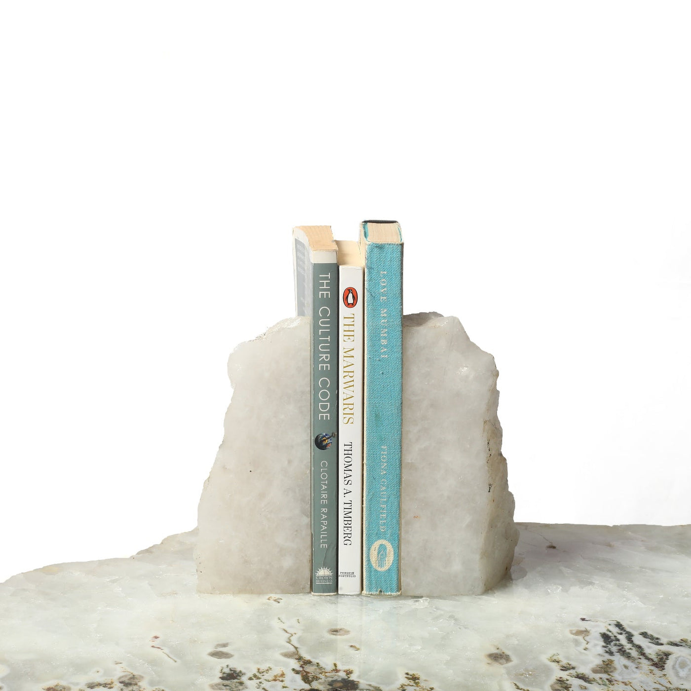 Semi Precious Book End Set - White