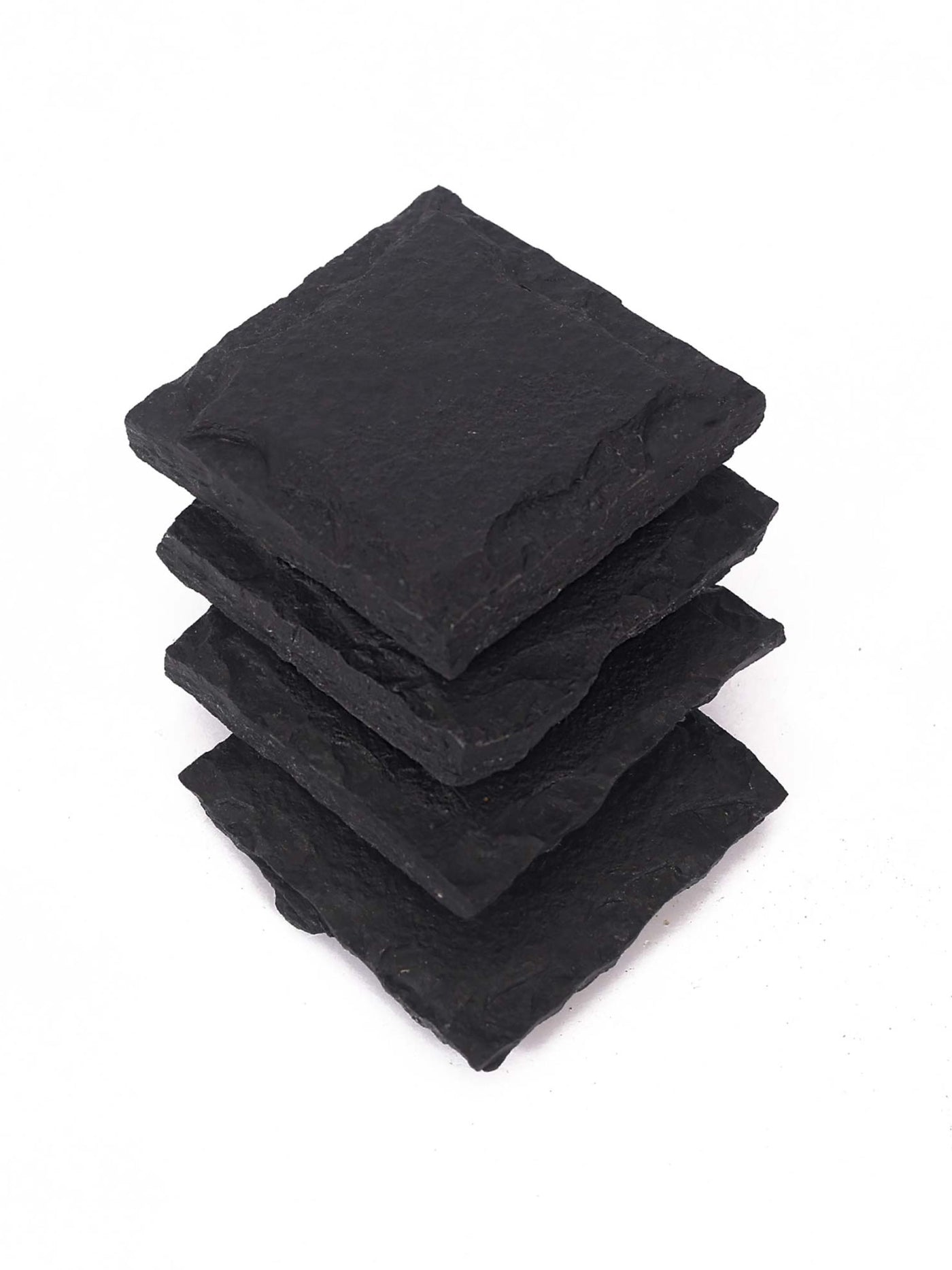 Chiseled Square Slate Coaster - Set of 4