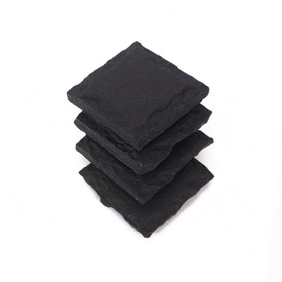 Chiseled Square Slate Coaster - Set of 4