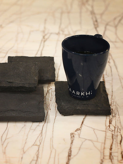 Chiseled Square Slate Coaster - Set of 4