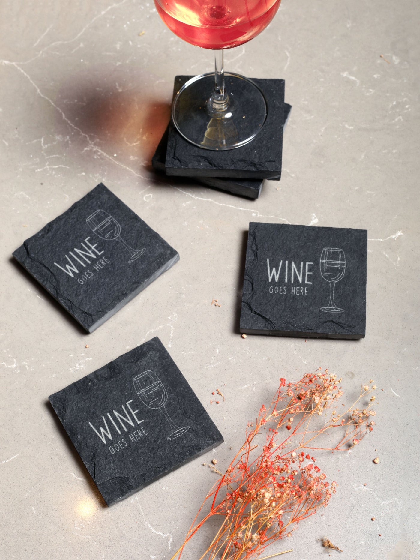 Slate Coaster - Engraved Wine